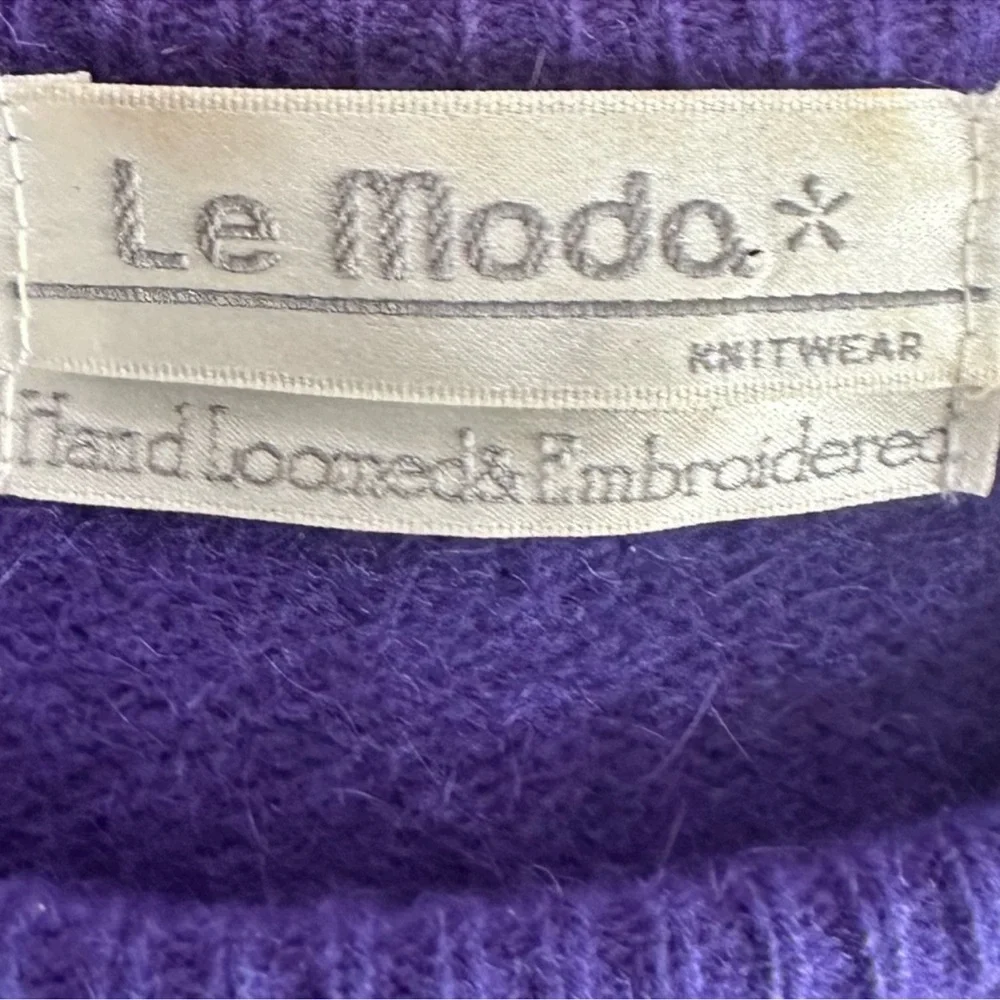 Elegant Vintage Le Moda Purple Embellished Hand loomed cottage core Sweater